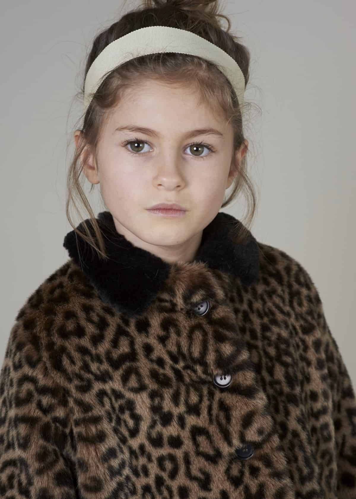 Faux fur kid's fashion picks : Caramel Bedford Coat Leopard Faux Fur